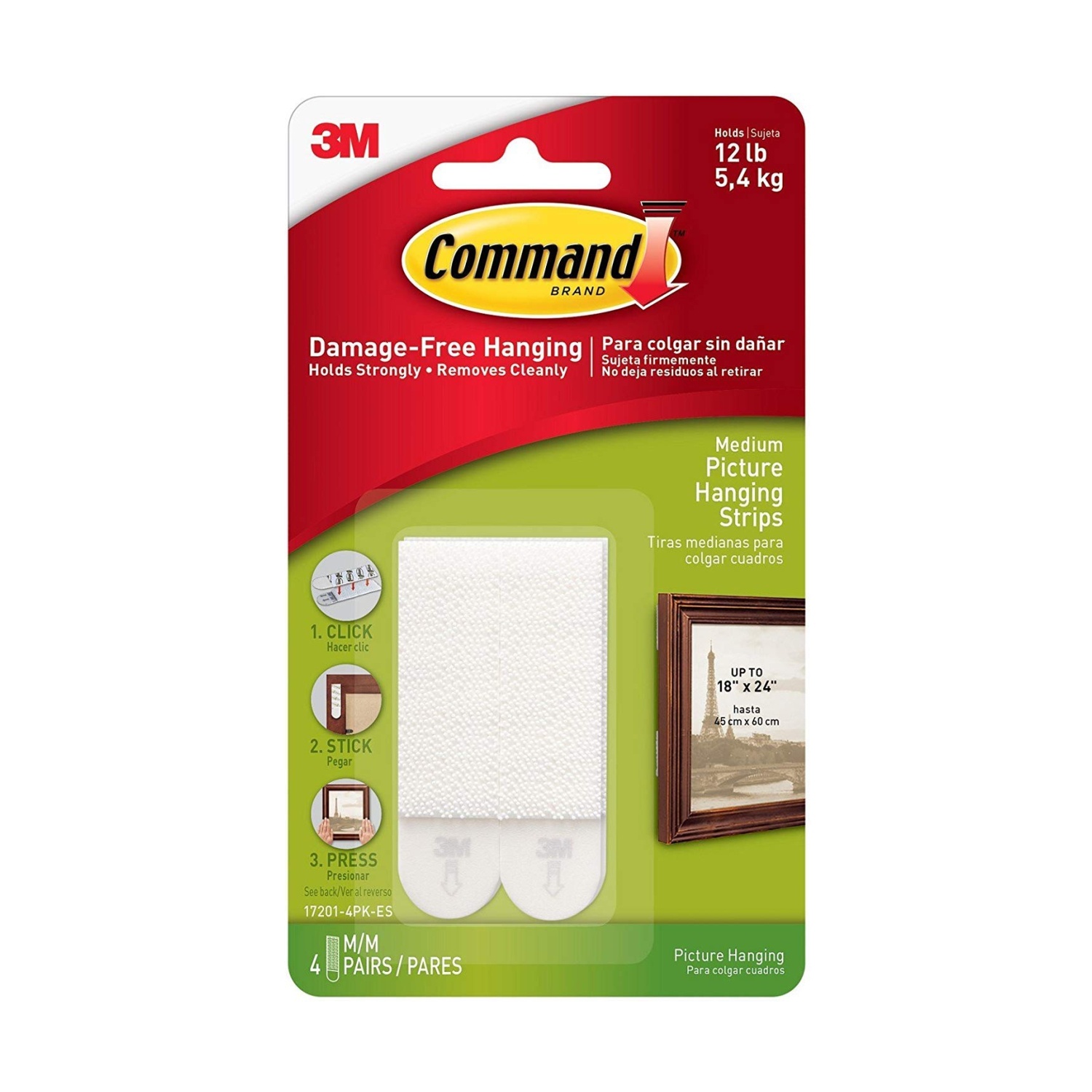 3M Command Medium Picture Hanging Strips 5.4kg 17201