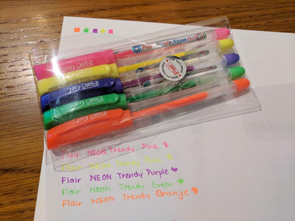 Flair Neon Gel Pens (Set of 5 pens)