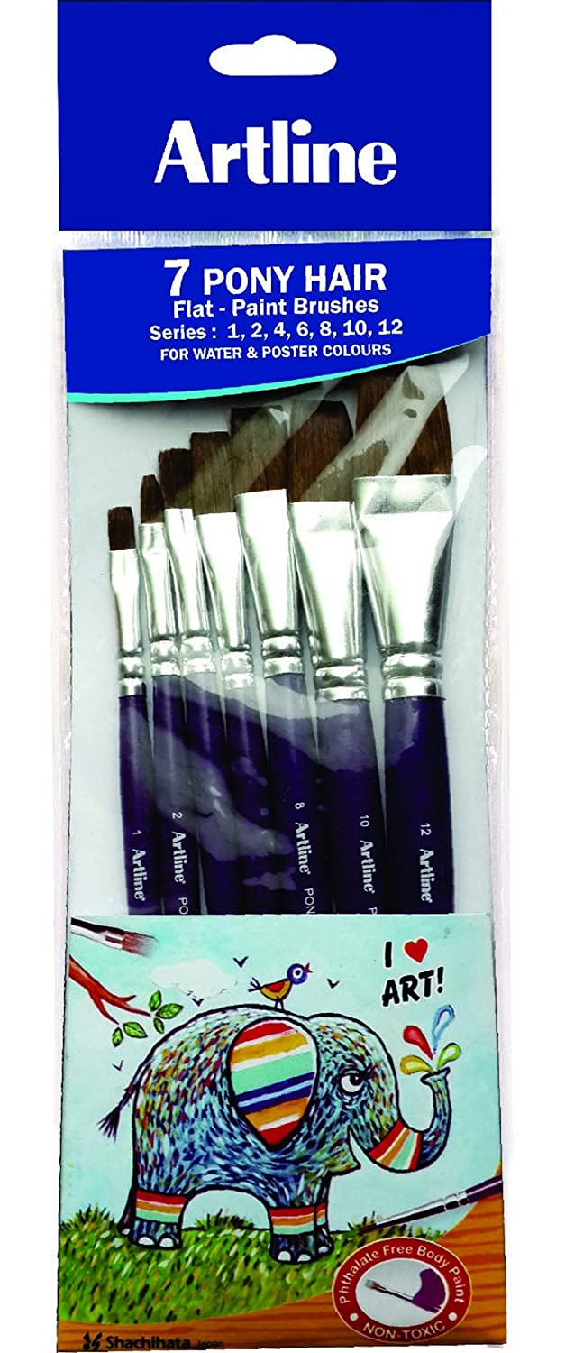 Artline 7 Pony Hair Flat Paint Brushes