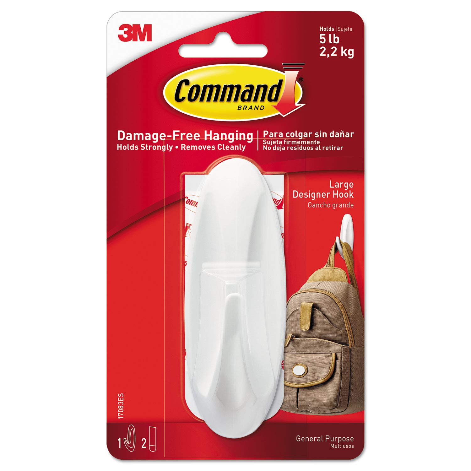 3M Command Large Designer Hook 2.2kg 17083ES