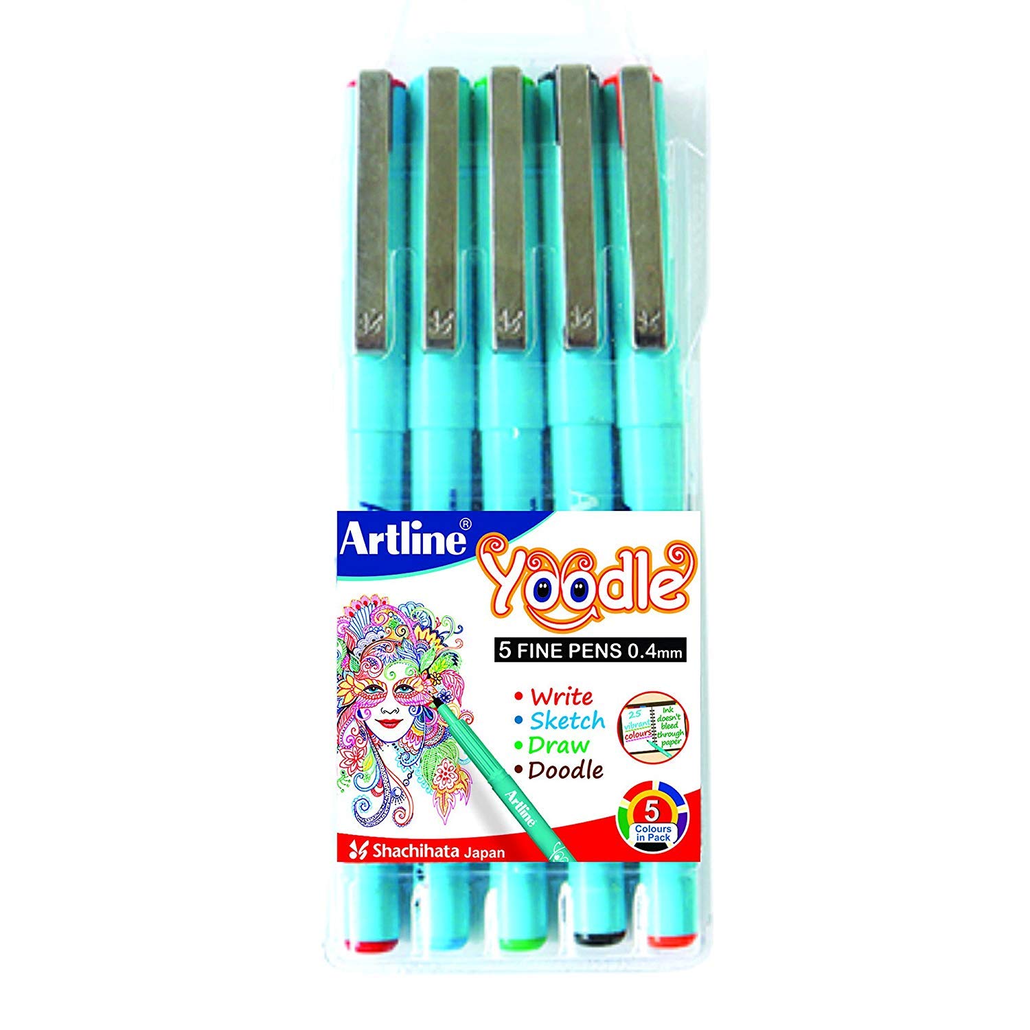 Artline Yoodle Fine Pen Assorted Colours (Combo Of 5)