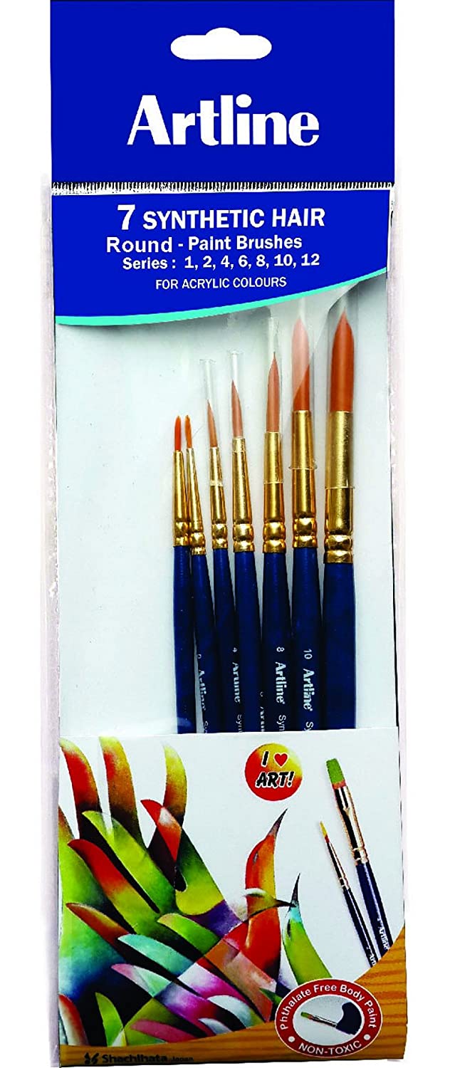 Artline 7 Synthetic Hair Round Paint Brushes Set