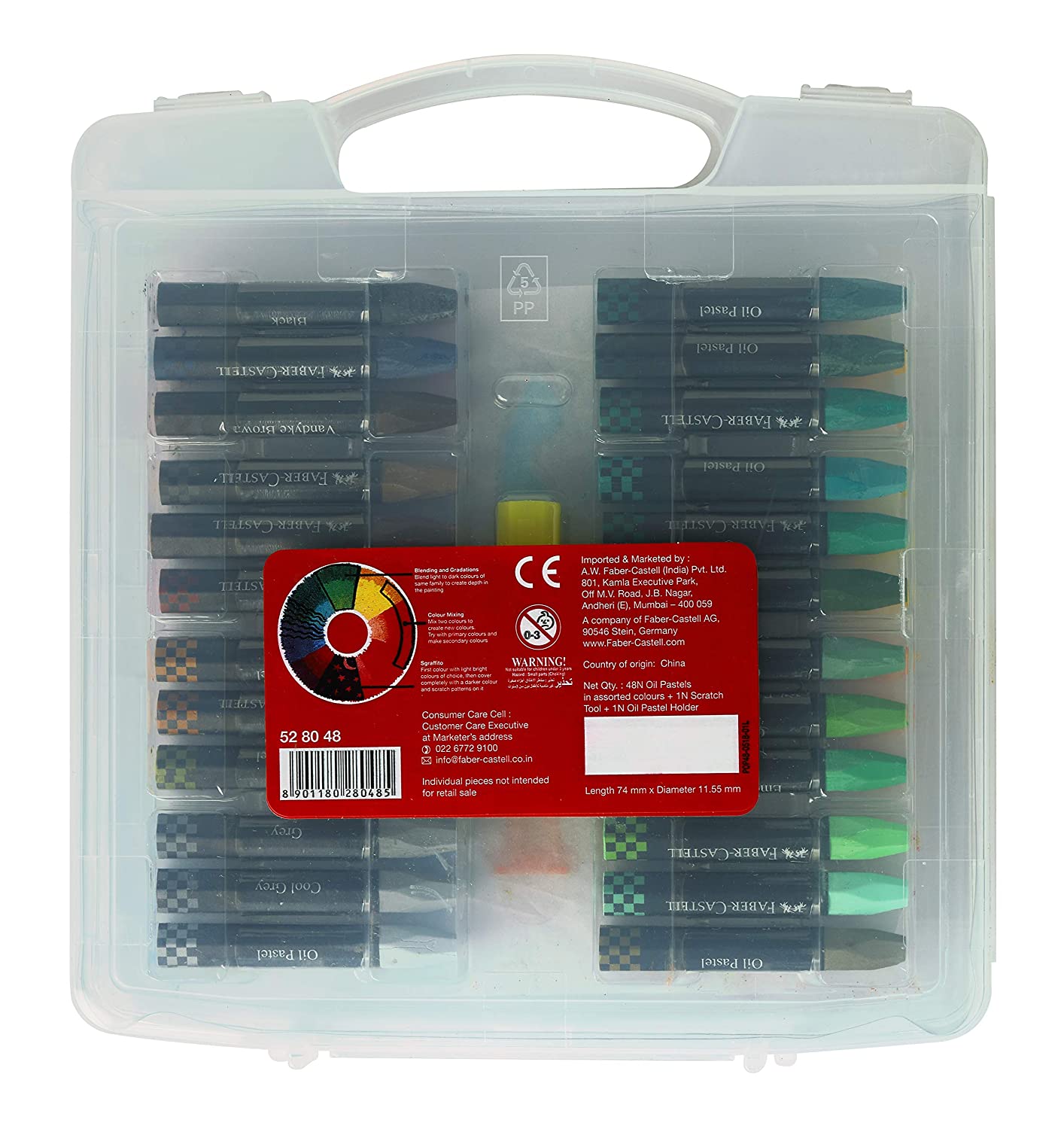 Faber-Castell 48 Premium Oil Pastels (Hexagonal) Plastic Box