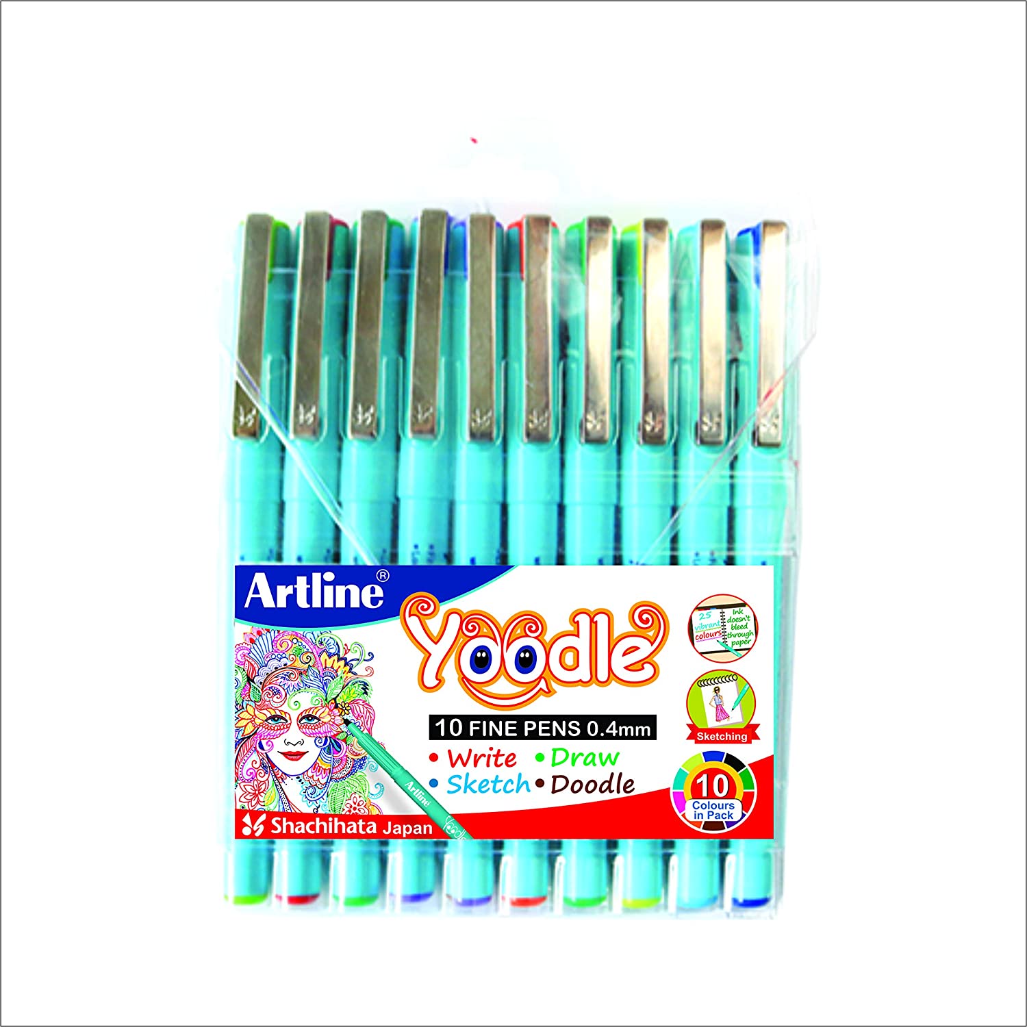 Artline Yoodle Fine Pen Assorted Colours (Combo Of 10)