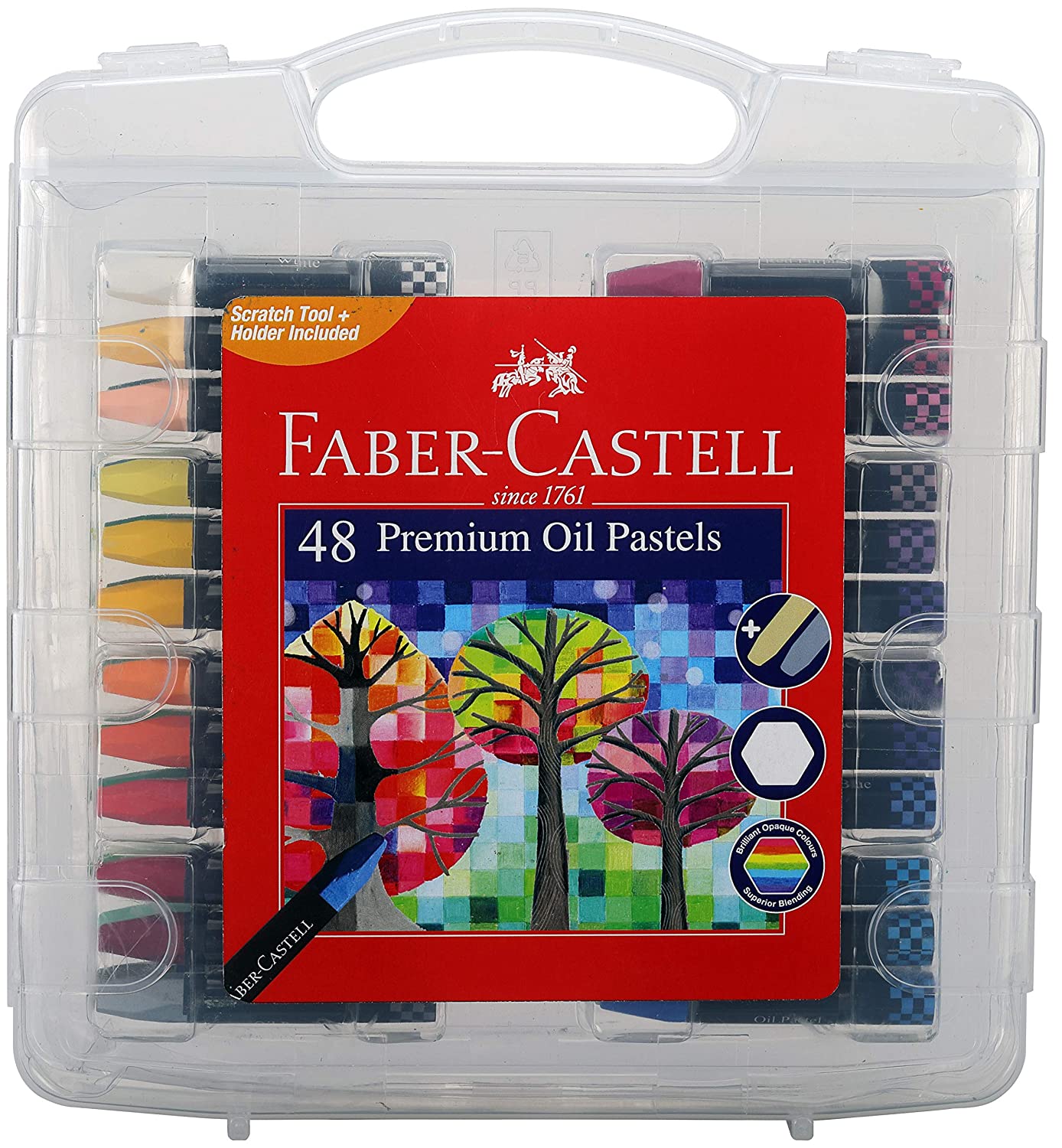 Faber-Castell 48 Premium Oil Pastels (Hexagonal) Plastic Box