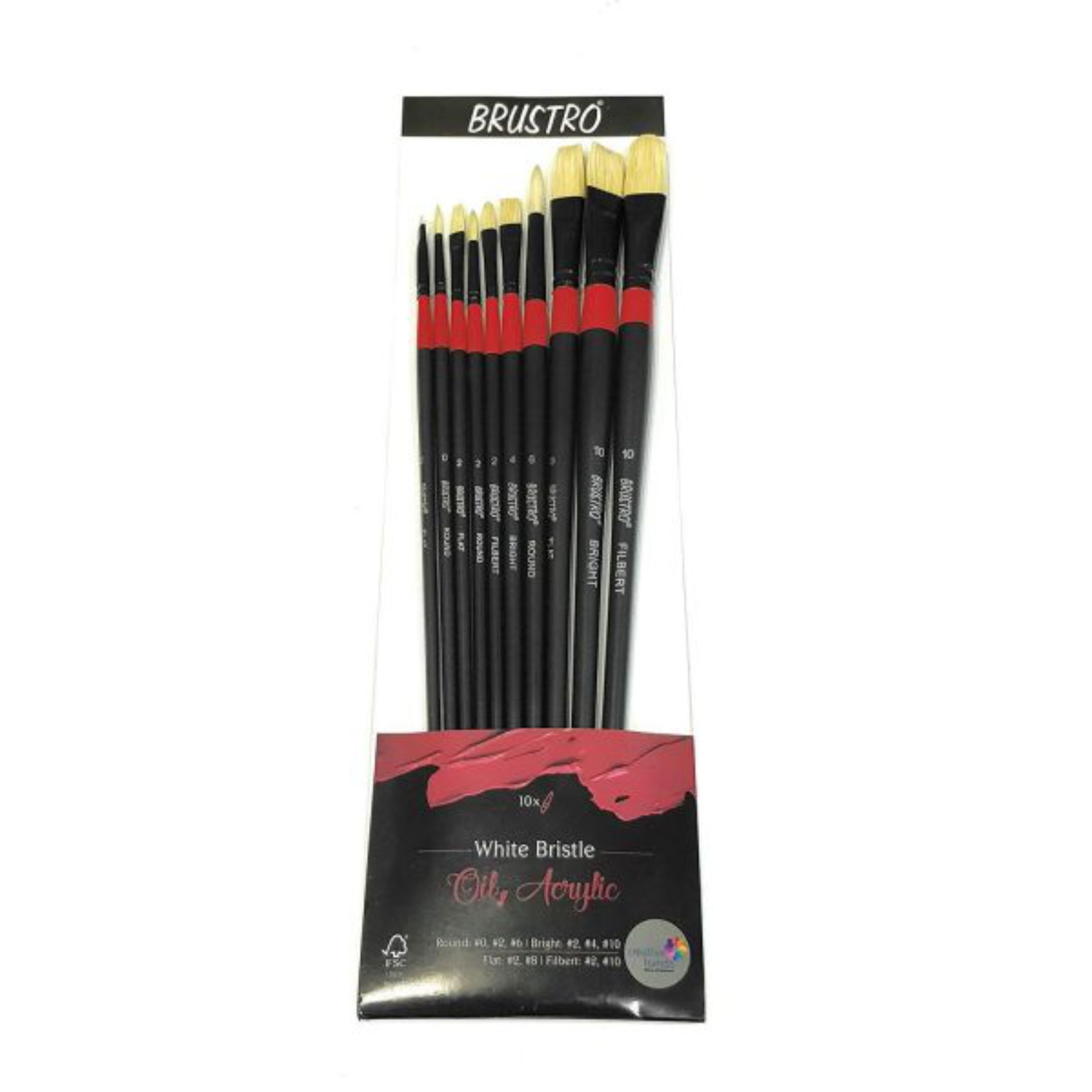 Brustro Artists' White Bristle Brush Set of 10