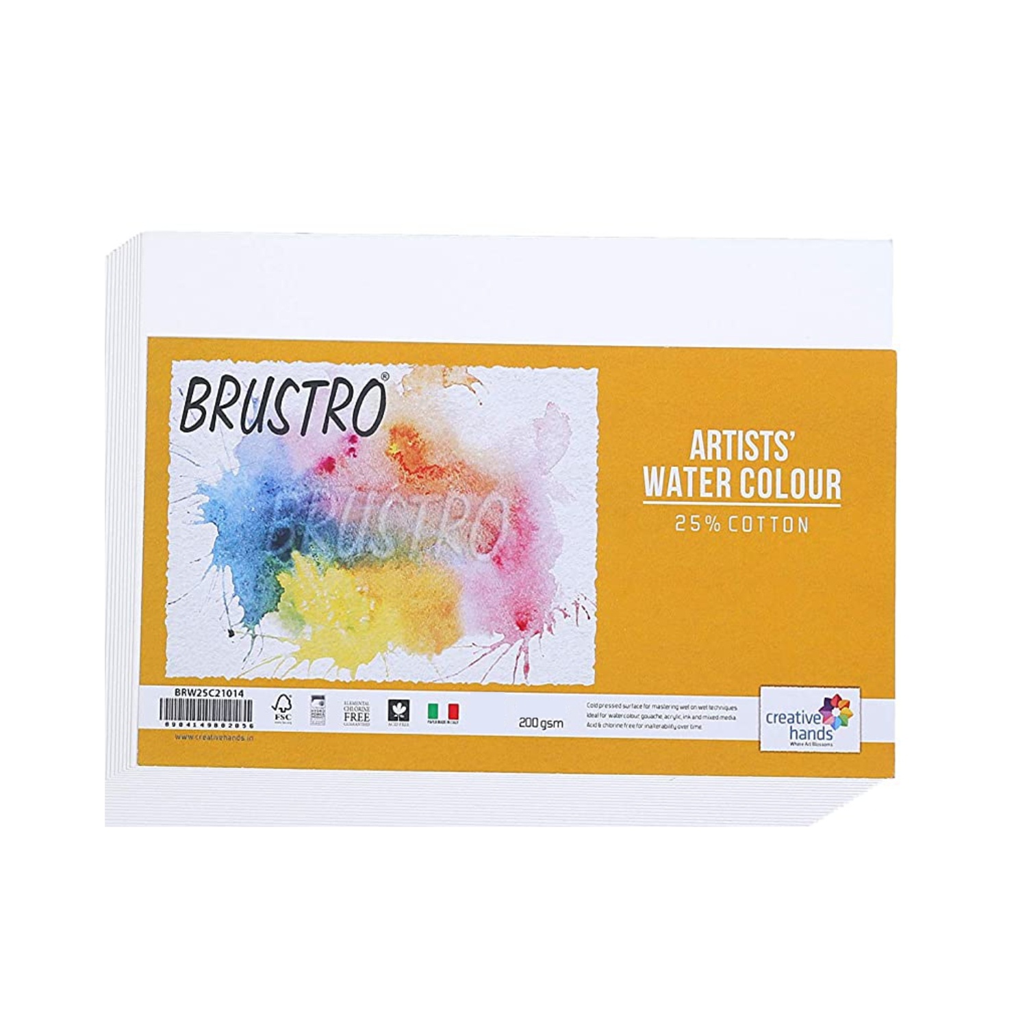 Brustro Watercolour Paper 25% Cotton 200GSM A4 (12+4 sheets pack)