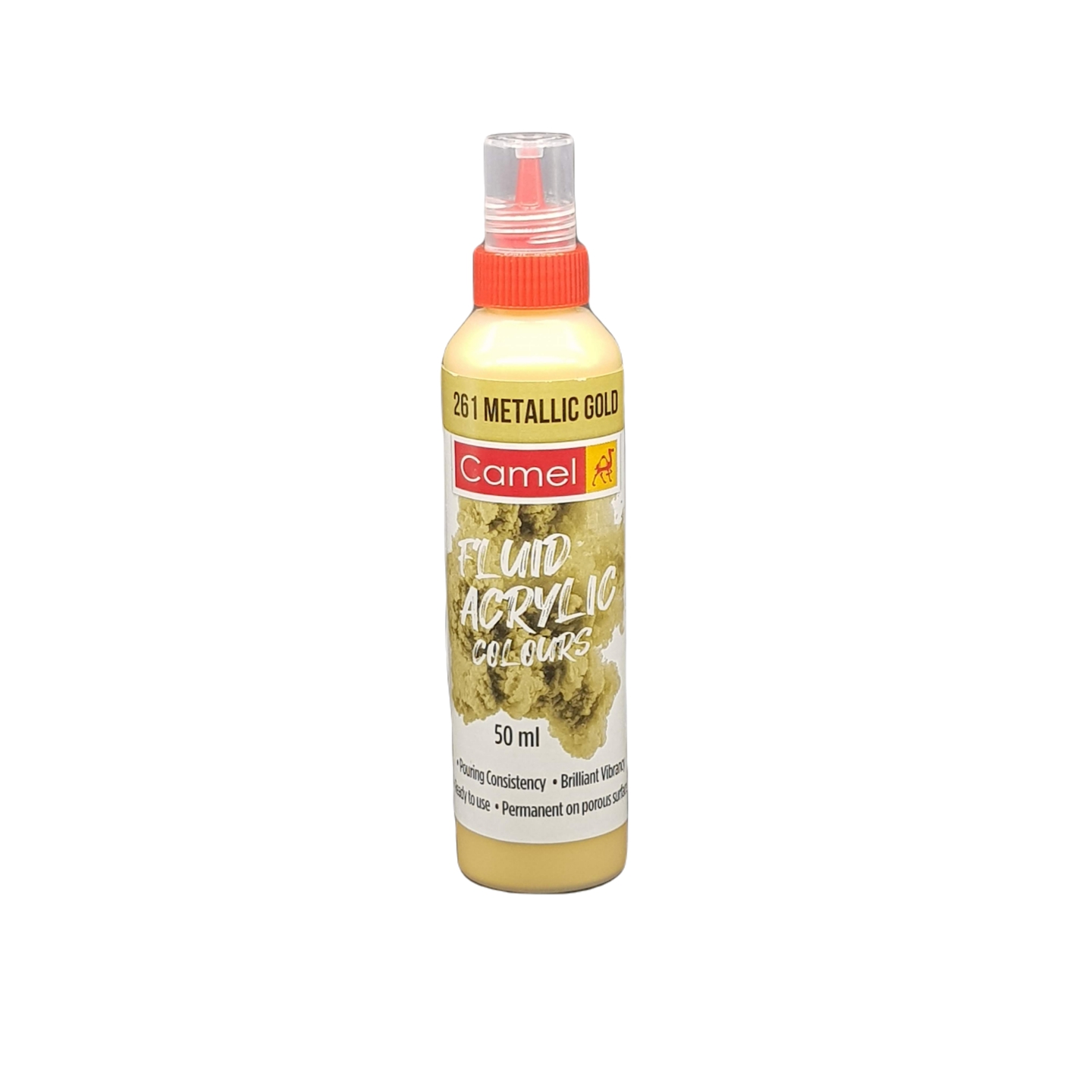 Camel Fluid Acrylic Colours 50ml - 261 Metallic Gold