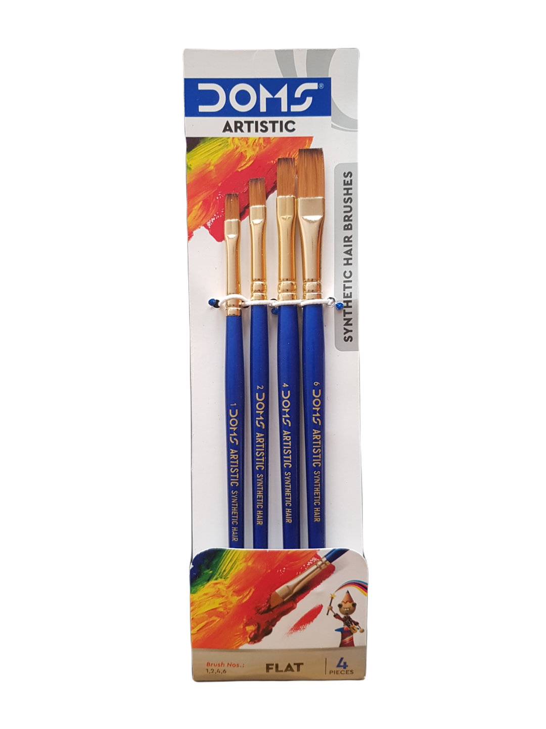 Doms Artistic Flat Synthetic Brush Set of 4