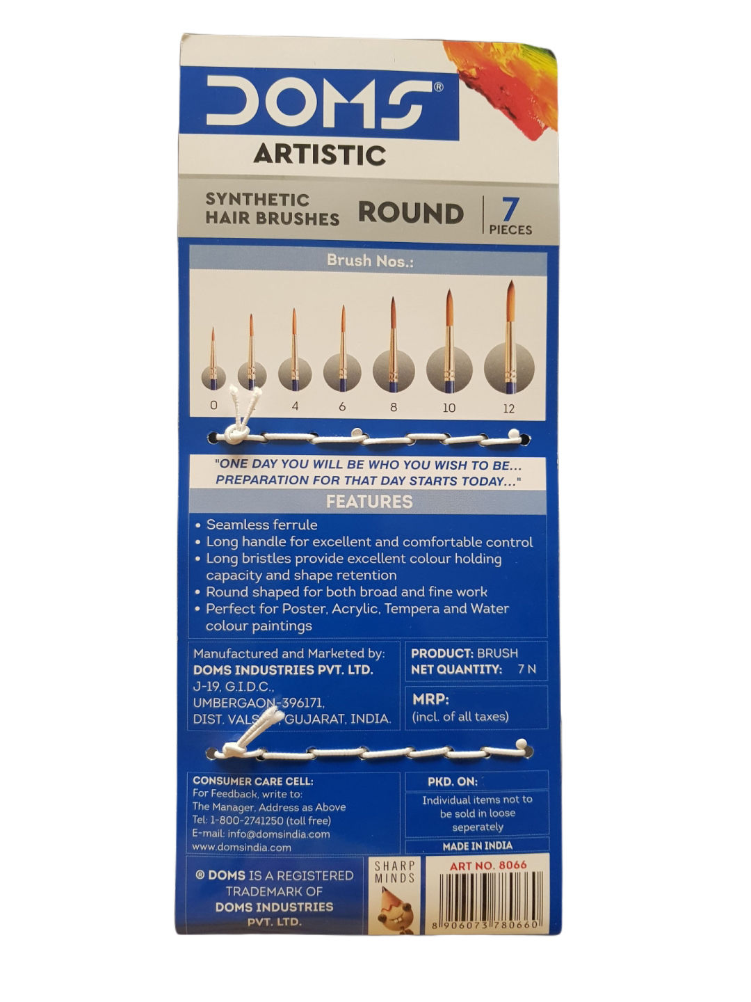 Doms Artistic Flat Synthetic Brush Set of 7