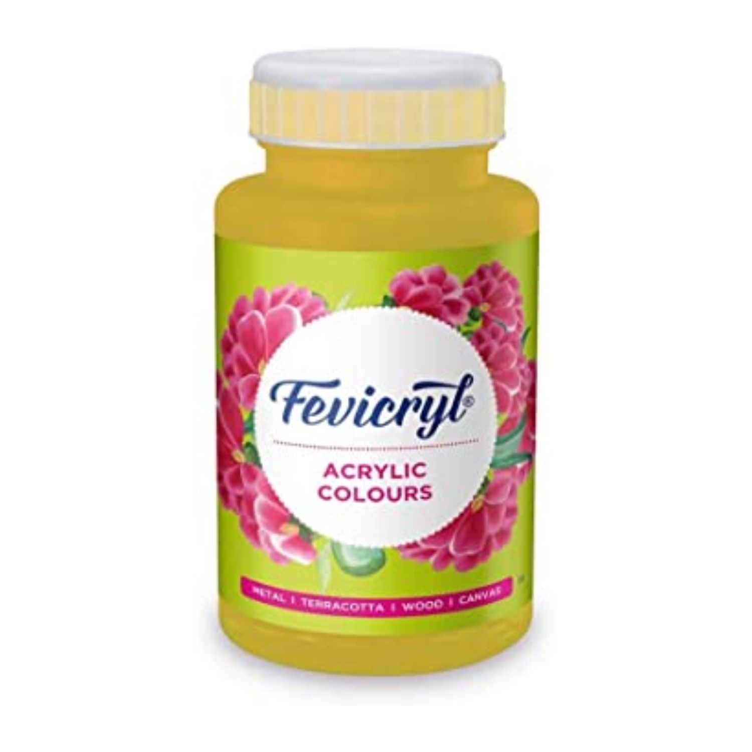 011 - Neon Yellow Fevicryl Acrylic Colour Regular 500ml