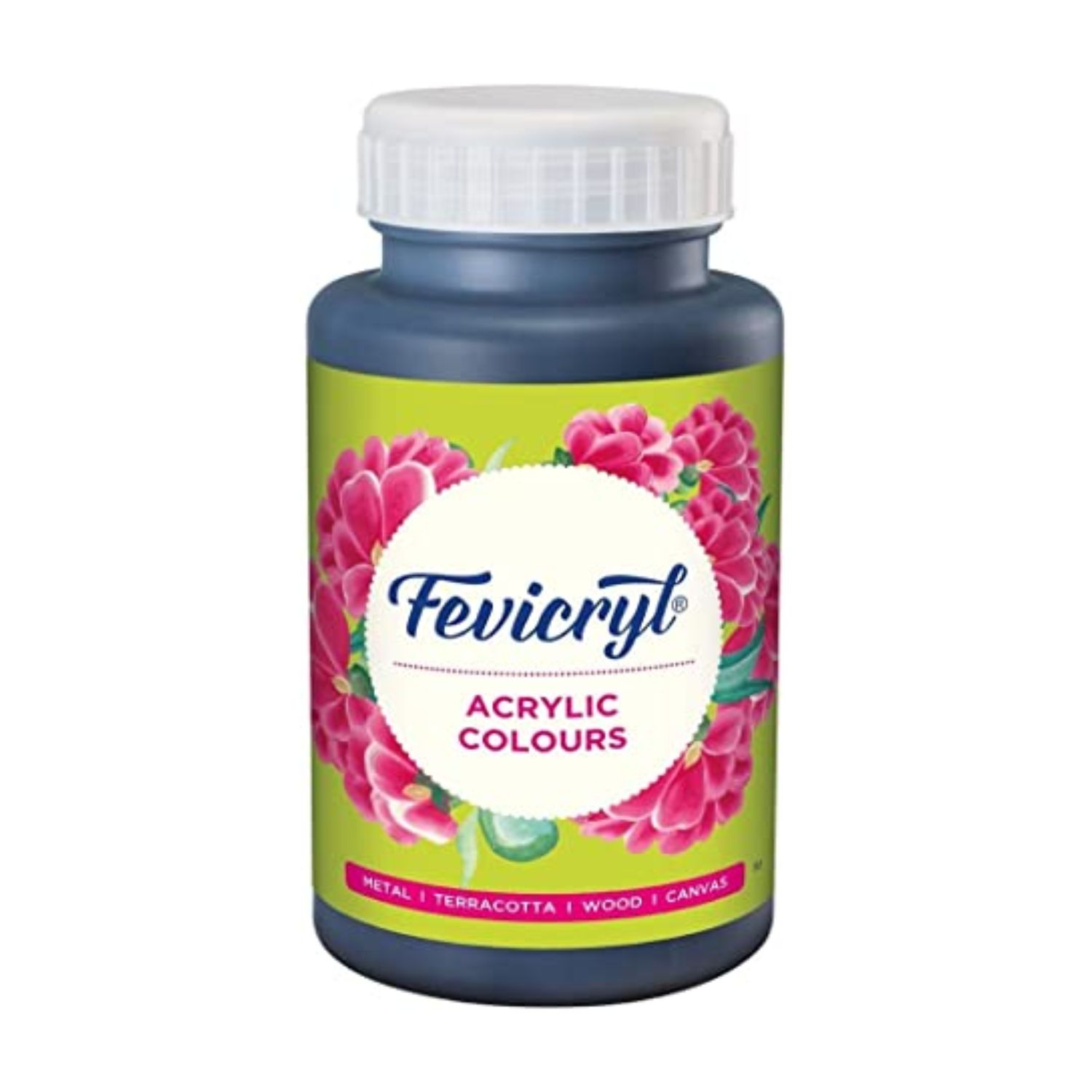 02 - Black Fevicryl Acrylic Colour Regular 500ml