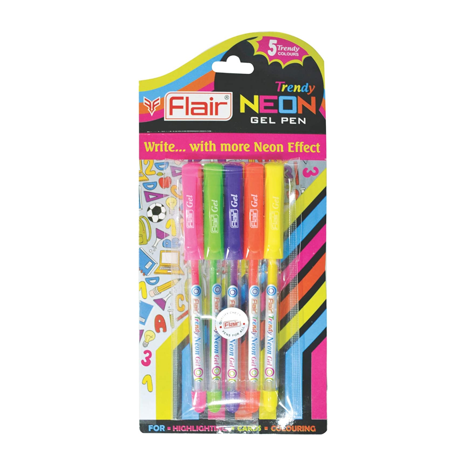 Flair Neon Gel Pens (Set of 5 pens)