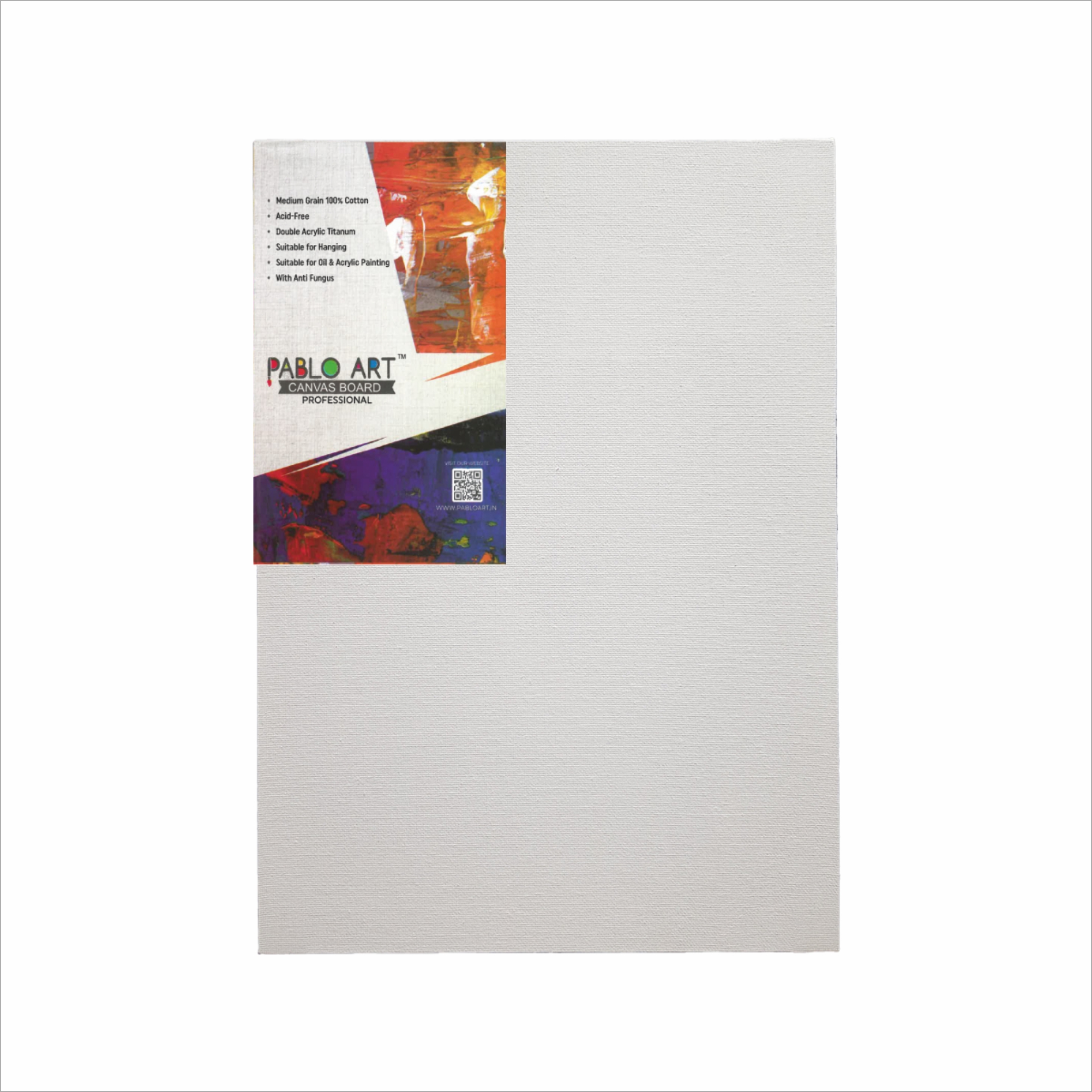 12x18 inches Pablo Art White Rectangular Canvas Board