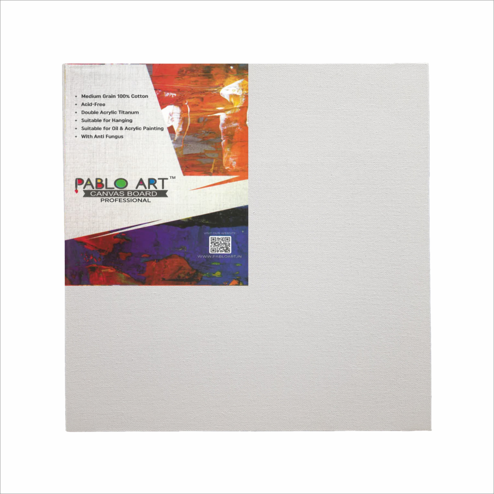 8x8 inches Pablo Art White Square Canvas Board