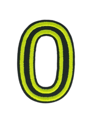 Putali '0' Alphabet Neon Green on Black Embroidery Patch D-02