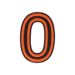 Putali '0' Alphabet Neon Orange on Black Embroidery Patch D-02