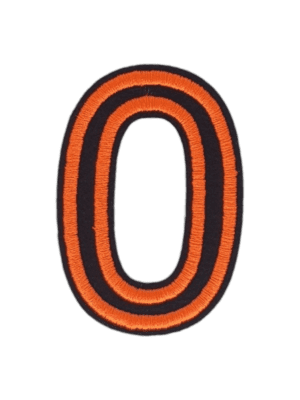 Putali '0' Alphabet Neon Orange on Black Embroidery Patch D-02