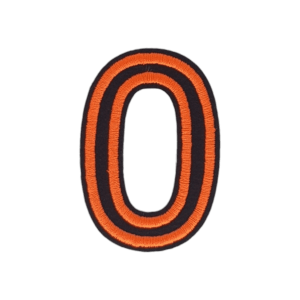 Putali '0' Alphabet Neon Orange on Black Embroidery Patch D-02