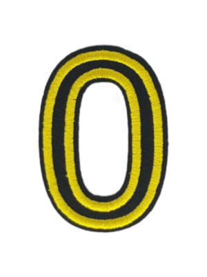 Putali '0' Alphabet Neon Yellow on Black Embroidery Patch D-02