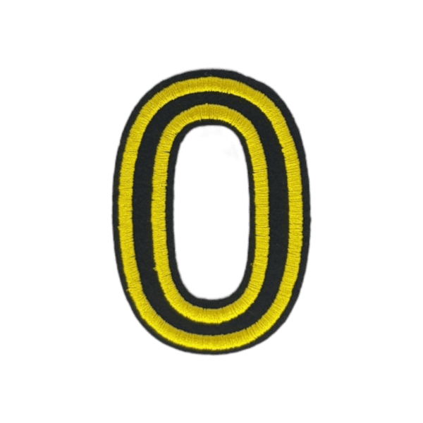 Putali '0' Alphabet Neon Yellow on Black Embroidery Patch D-02