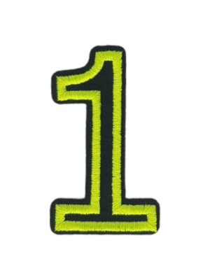 Putali '1' Alphabet Neon Green on Black Embroidery Patch D-02