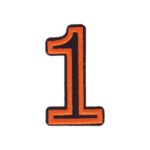 Putali '1' Alphabet Neon Orange on Black Embroidery Patch D-02