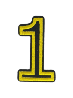 Putali '1' Alphabet Neon Yellow on Black Embroidery Patch D-02