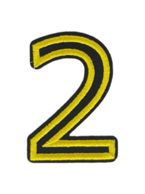 Putali '2' Alphabet Neon Yellow on Black Embroidery Patch D-02