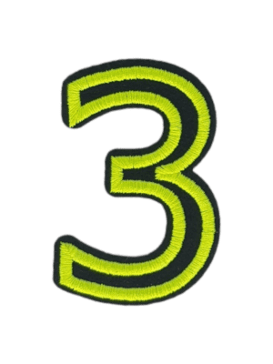 Putali '3' Alphabet Neon Green on Black Embroidery Patch D-02