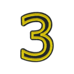 Putali '3' Alphabet Neon Yellow on Black Embroidery Patch D-02