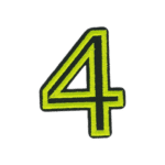 Putali '4' Alphabet Neon Green on Black Embroidery Patch D-02