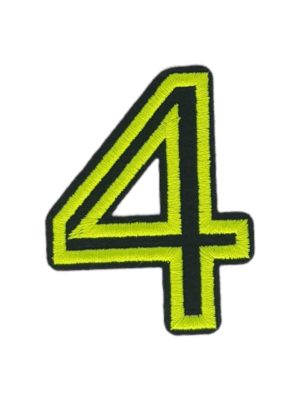 Putali '4' Alphabet Neon Green on Black Embroidery Patch D-02