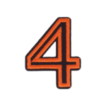 Putali '4' Alphabet Neon Orange on Black Embroidery Patch D-02