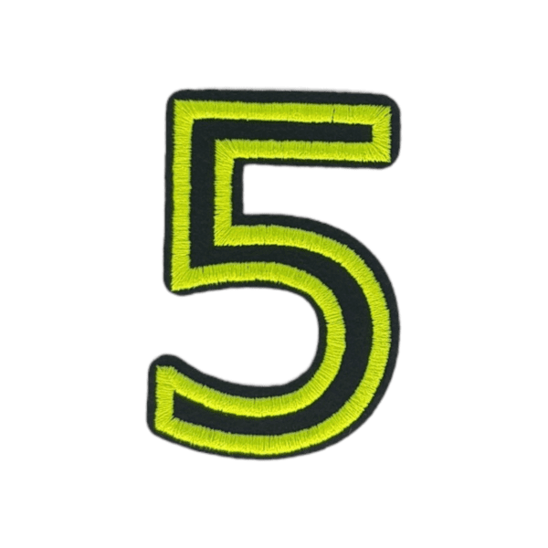 Putali '5' Alphabet Neon Green on Black Embroidery Patch D-02