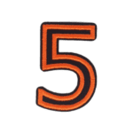 Putali '5' Alphabet Neon Orange on Black Embroidery Patch D-02