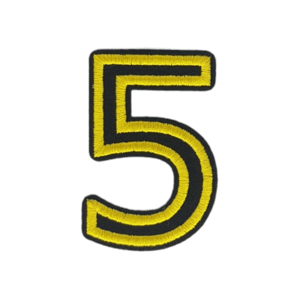 Putali '5' Alphabet Neon Yellow on Black Embroidery Patch D-02