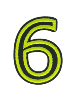 Putali '6' Alphabet Neon Green on Black Embroidery Patch D-02