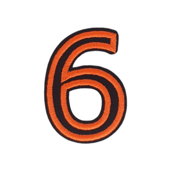 Putali '6' Alphabet Neon Orange on Black Embroidery Patch D-02