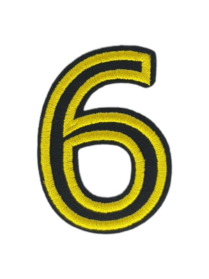 Putali '6' Alphabet Neon Yellow on Black Embroidery Patch D-02