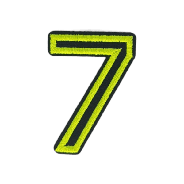 Putali '7' Alphabet Neon Green on Black Embroidery Patch D-02