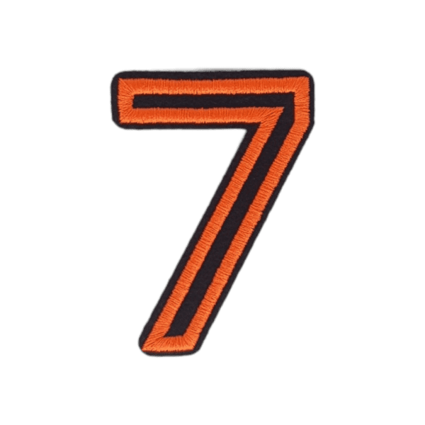 Putali '7' Alphabet Neon Orange on Black Embroidery Patch D-02