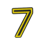 Putali '7' Alphabet Neon Yellow on Black Embroidery Patch D-02