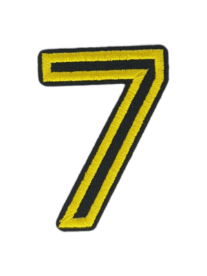 Putali '7' Alphabet Neon Yellow on Black Embroidery Patch D-02