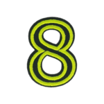 Putali '8' Alphabet Neon Green on Black Embroidery Patch D-02