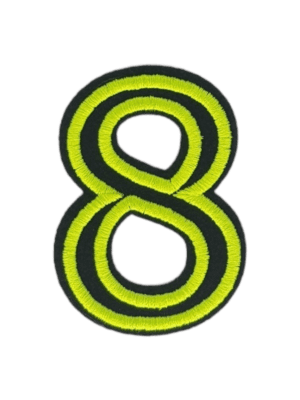 Putali '8' Alphabet Neon Green on Black Embroidery Patch D-02