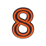 Putali '8' Alphabet Neon Orange on Black Embroidery Patch D-02