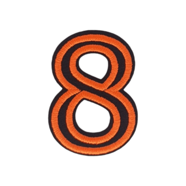 Putali '8' Alphabet Neon Orange on Black Embroidery Patch D-02