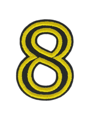 Putali '8' Alphabet Neon Yellow on Black Embroidery Patch D-02