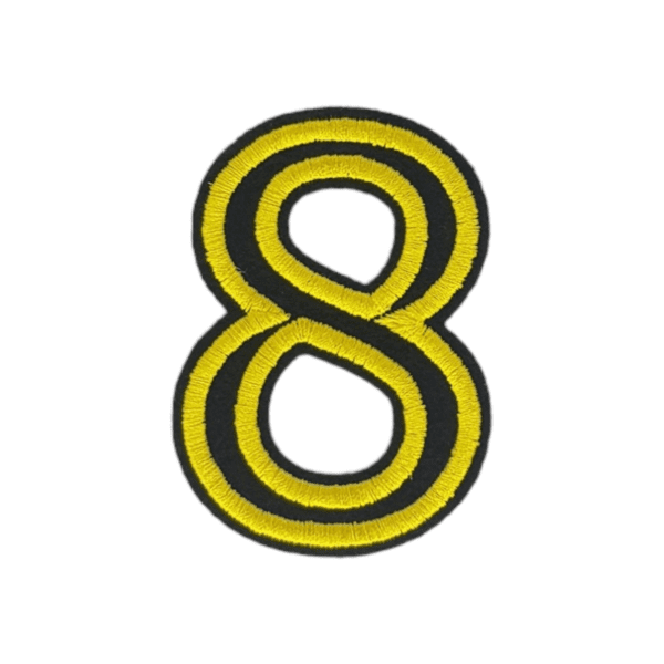 Putali '8' Alphabet Neon Yellow on Black Embroidery Patch D-02